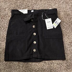 Kensie Black Corduroy Mini Skirt